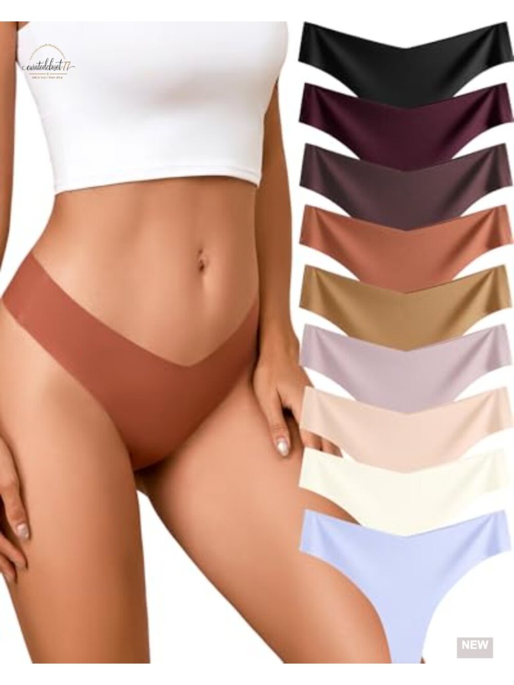 Seamless Thongs 9 Pack No Show Workout Panties V-Waist Stretchable